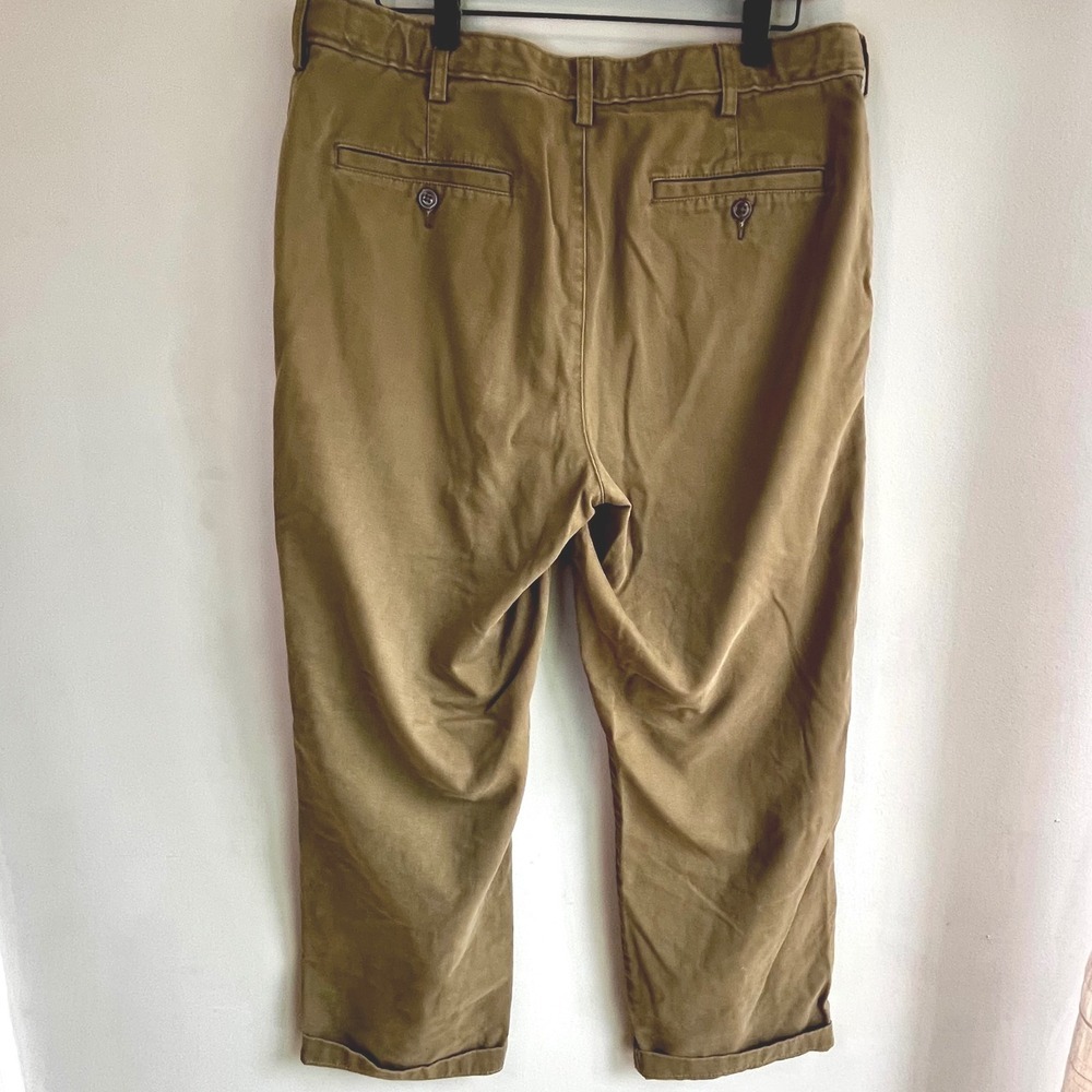 Lands' End Traditional Fit Olive Green Chino Pants Casual Trousers 100 % Cotton - Picture 11 of 14
